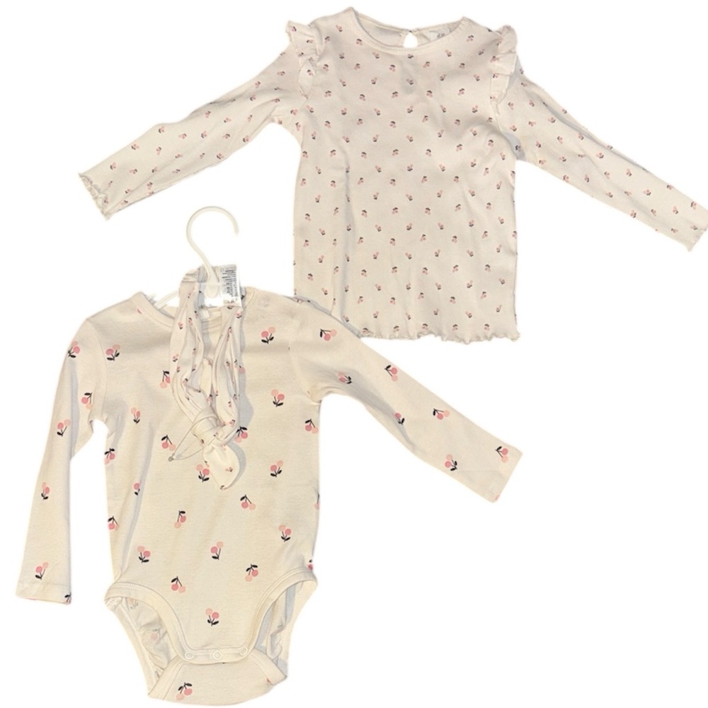 H&M Adorable Pink white Floral toddler One Piece Set NWT size 12-18 months